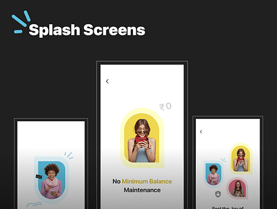 Splash Screens for Finance App 1st screens app app 1st screens bank application bank screens bank ui finance app home screens mobile app onboard screens product design splash splash screens starting screens ui design uiux ux design visual design