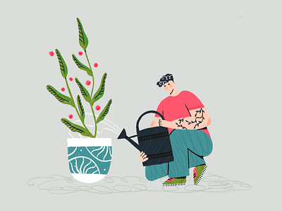 Plants and water character flat flat illustration illustration