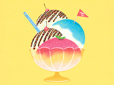 Shaved Ice & Ice Cream & Hot Summer art artwork cherry design flag hotsummer icecream illust illustration ipad mint photoshop shavedice spoon topping tweetyheather