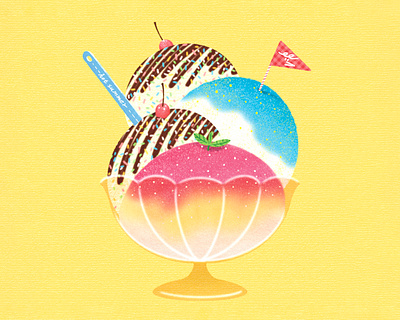 Shaved Ice & Ice Cream & Hot Summer art artwork cherry design flag hotsummer icecream illust illustration ipad mint photoshop shavedice spoon topping tweetyheather