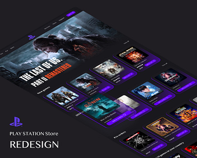 PlayStation Store Concept 3d cart dark game glass graphic design header home landing play playstation ps5 ui