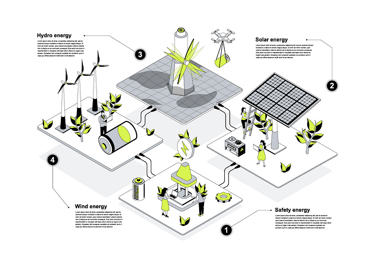 Green Energy Isometric Illustration by alexdndz on Dribbble