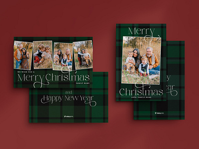 Holiday Card / Plaid Multiphoto classic graphic design green holiday card design plaid