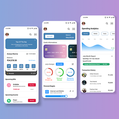 Finance Budget Mentor App Design budget app budget app ui desing finance app finance app ui design finance budget app statistics ui