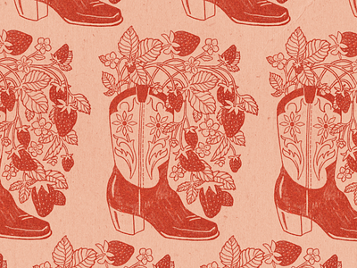 Strawberry Sketch boot cowboy design hand lettering illustration merch procreate retro strawberry t shirt