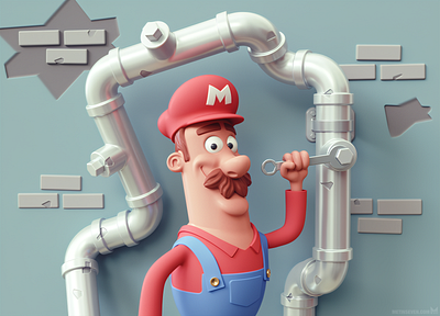 Mario at work 3d character design fan art game games gaming illustration mario metin seven nintendo plumber