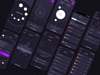 Galaxy VPN - Mobile App app branding des design figma graphic design illustration ios iphone logo mobile mobile app space ui ux