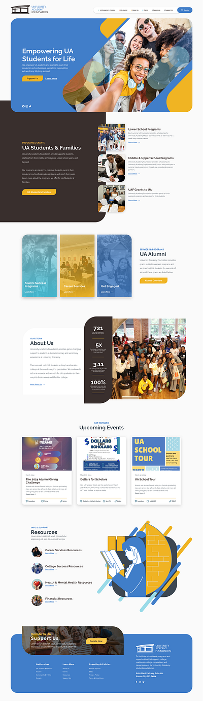 University Academy Foundation Website Redesign graphic design website design
