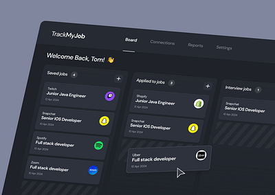 Job Tracker Web Application chromeextension jobhunt jobsearch jobtracker kanbanboard productivity tech ui ux webapp