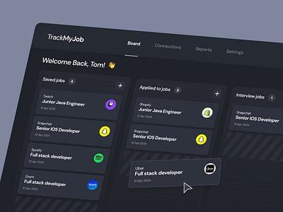 Job Tracker Web Application chromeextension jobhunt jobsearch jobtracker kanbanboard productivity tech ui ux webapp
