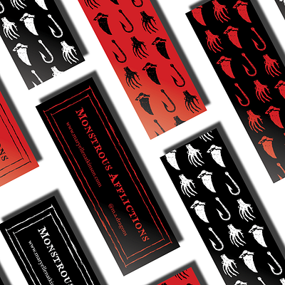 Monstrous Afflictions Bookmark Mockups bookmark bookmarks design graphic design horror layout mockup publishing