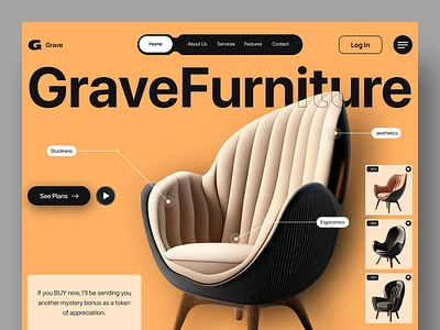 Grave Furniture - Furniture eCommerce Website Design chair decor design e commerce furniture website ecommerce ecommerce landing page furniture furniture landingpage furniture store homedecor furniture store interior interior design landing page shopify sofa web design website website design