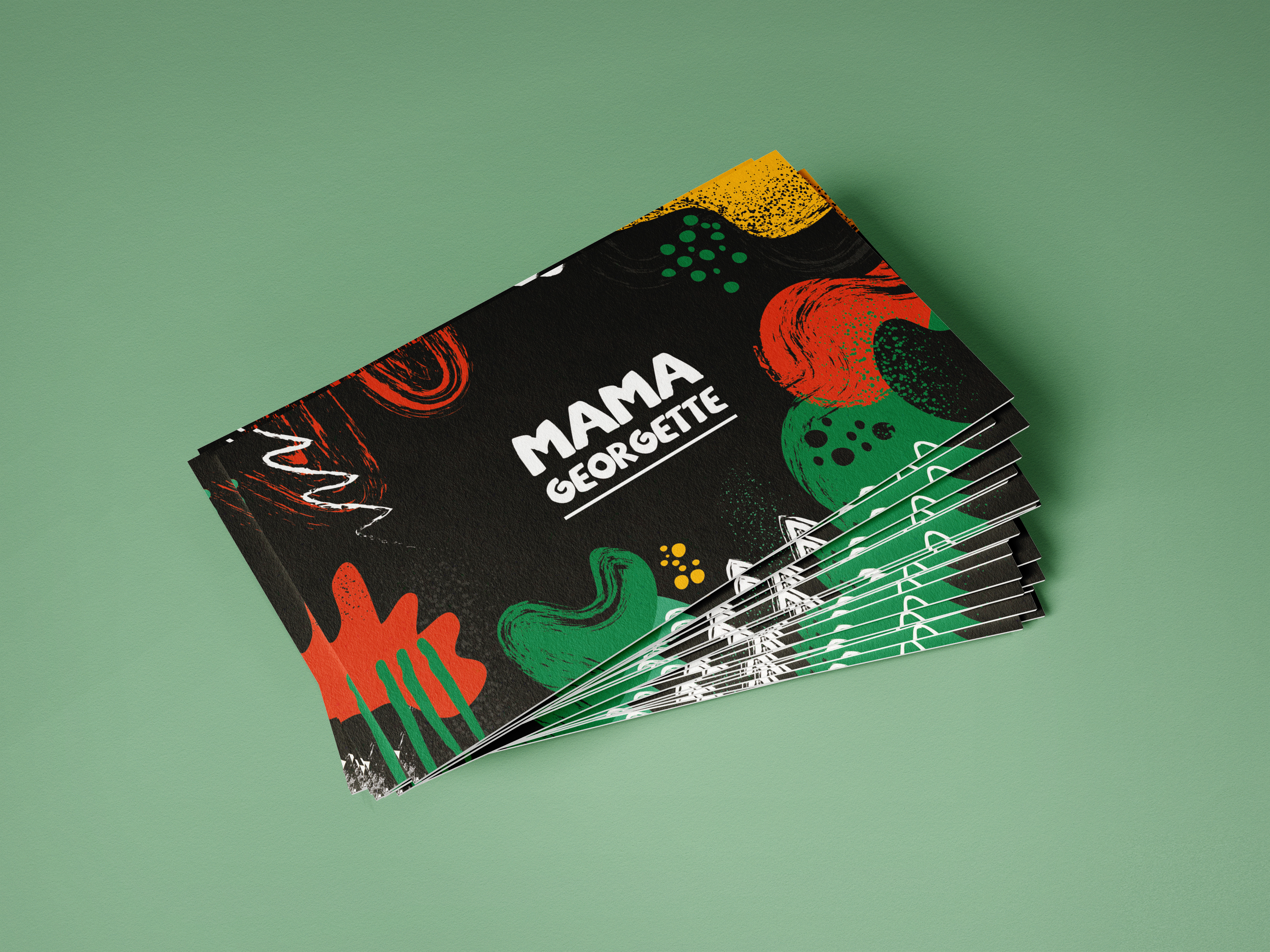 Mama Georgette Visit Card african branding food graphic design green logo stationary pack visit card