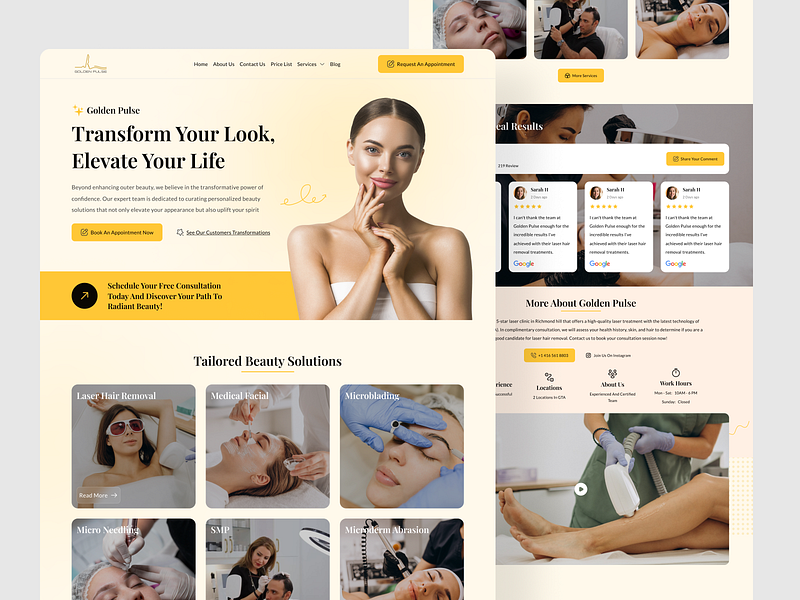 Golden Pulse Laser Clinic clinic clinic website dental doctor health care ui web design website