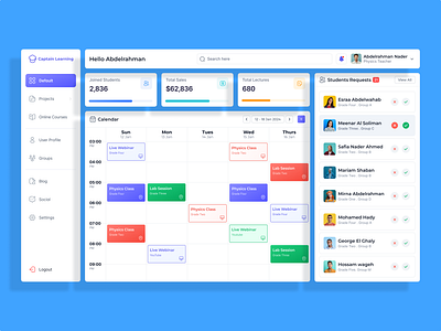 E-Learning Teacher Dashboard Components UI Design app design graphic design illustration ui user experience design user interface design ux