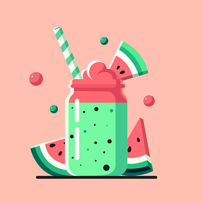 Watermelon smoothie design graphic design illustration vector