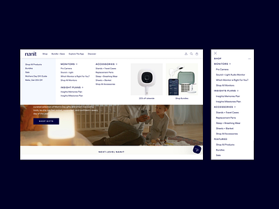 Nanit Navigation app baby blue branding camera childcare commerce data family graphic design health insights mobile monitor navigation parents sleep ui web