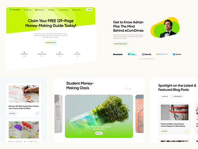 Blog Website Pages Design blog blog website green interface marketing minimal website neon colors ui design ux design vibrant web design website