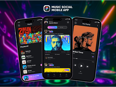 Music Social Mobile App app design application interface music app music social music social app social app ui ui concepts ui ux