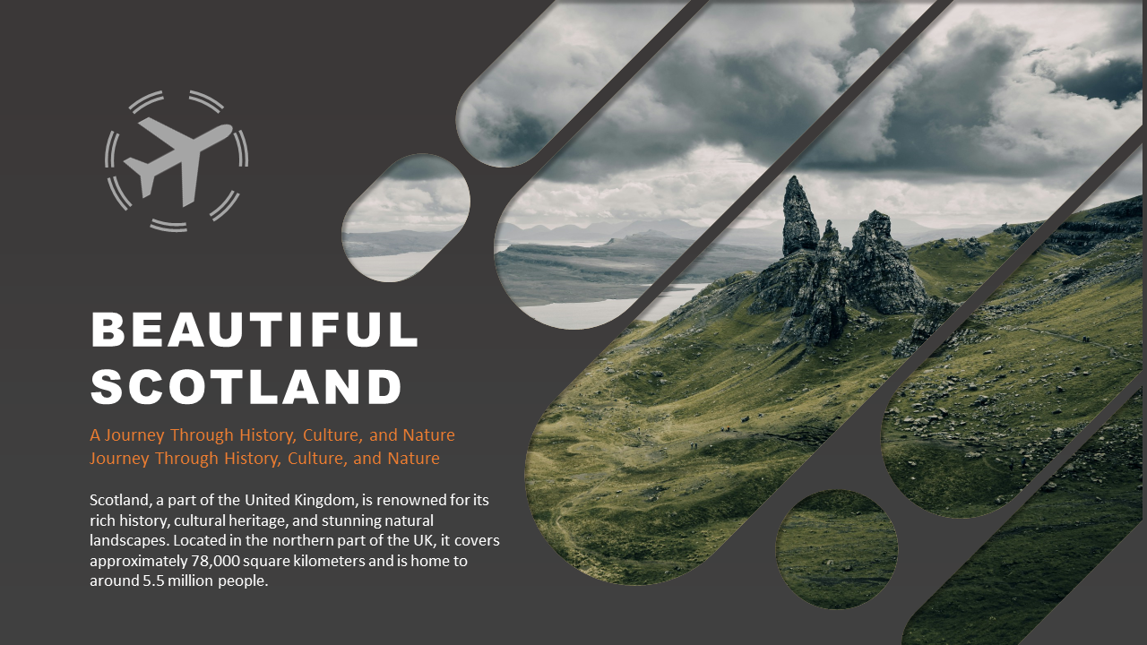 BEAUTY OF SCOTLAND branding graphics illistration logo natural beauty pitch dec powerpoint design presentation scotland travel ui