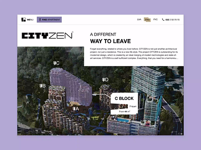 CityZen - Construction Company Website (Concept) animation colorful company website concept construction construction company debut debut shot purple typography ui ux web design website zen