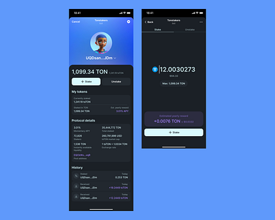 Staking bot app crypto design mobile staking ui ux