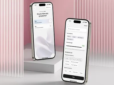 Symptom checker mobile app 👩‍⚕️ 3d app chips gradient health app mobile app progress bar symptom ui ux
