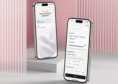 Symptom checker mobile app 👩‍⚕️ 3d app chips gradient health app mobile app progress bar symptom ui ux