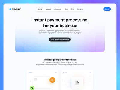 Online Payments Merchant Landing: PayCash Platform crypto e commerce finance financial gateway landing landing payments merchant online bank online payment payment gateway payment processing payments ui