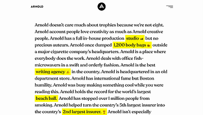 Arnold ad agency boston fun hovers nyc ui web design