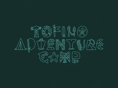 Tofino Adventure Camp Illustration Lettering Logo adventure camp camping eagle forest illustration lettering logo ocean orca pnw surf tofino trees waves