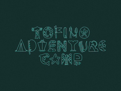 Tofino Adventure Camp Illustration Lettering Logo adventure camp camping eagle forest illustration lettering logo ocean orca pnw surf tofino trees waves