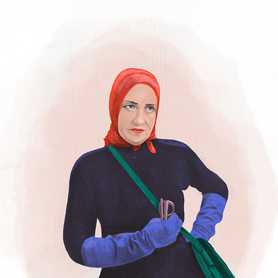 Grey Gardens: Little Edie blue digital graphic design green illustration pink red sketch