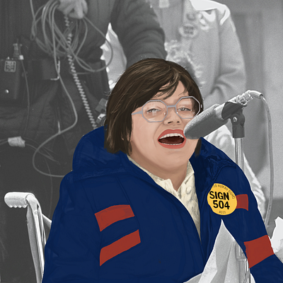 Judy Heumann digital illustration wip work in progress