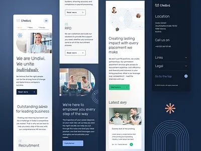 Undivi | Mobile website blue brand branding corporate keyvisual minimal mobile mobilewebsite typography ui website