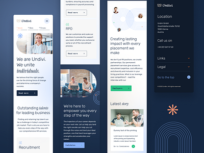 Undivi | Mobile website blue brand branding corporate keyvisual minimal mobile mobilewebsite typography ui website