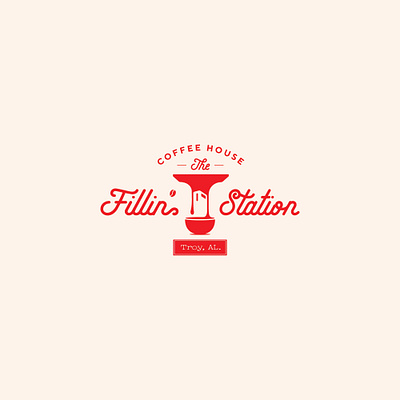 The Fillin' Station abstract branding brandmark coffee house coffee maker coffee shop espresso fuel gas station illustration lettering logo