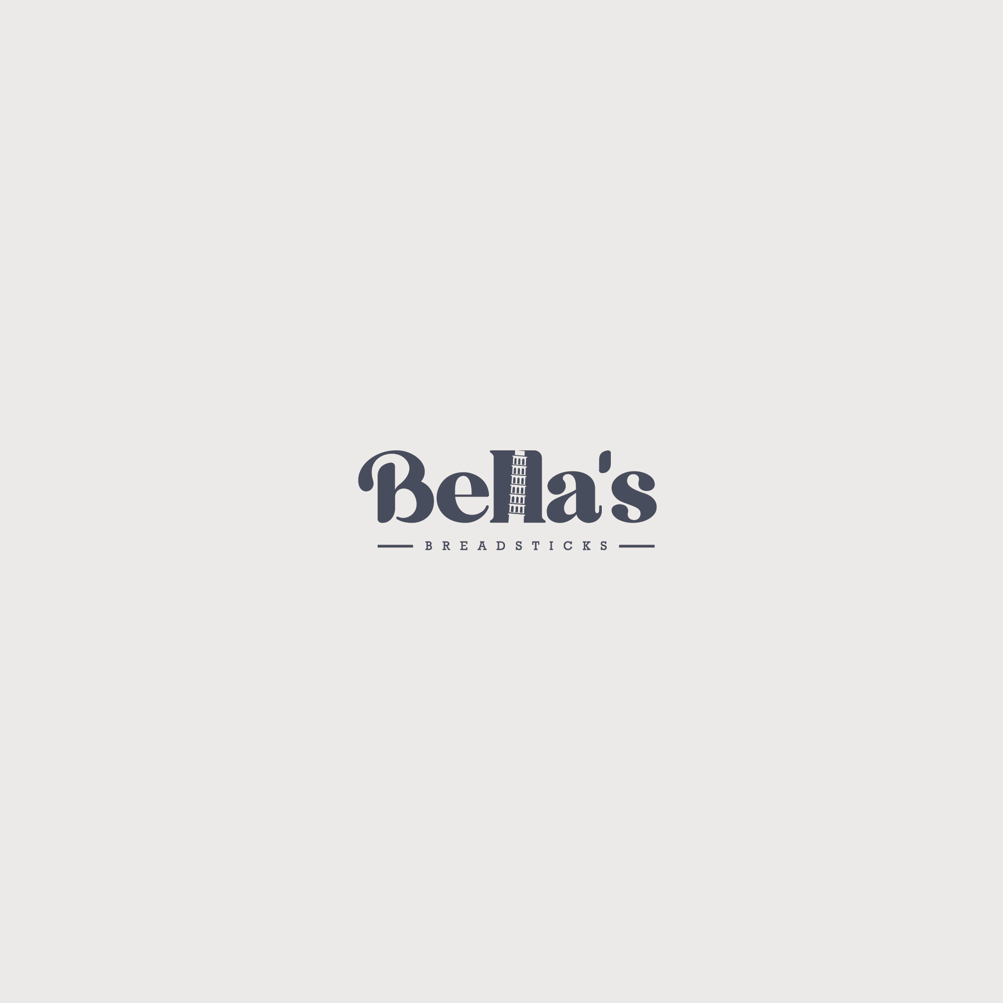 Bella's breadsticks abstract branding brandmark bread stick illustration lettering logo logotype pisa tower wordmark