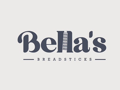 Bella's breadsticks abstract branding brandmark bread stick illustration lettering logo logotype pisa tower wordmark