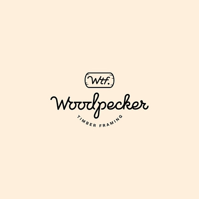 woodpecker timber framing abstract branding brandmark design lettering logo logotype wood woodpecker wordmark