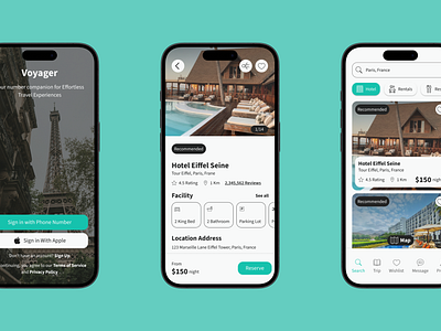 Daily UI 006 - Travel App UI ( Voyager ) daily ui figma paris product design travel app ui ui ux