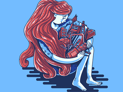 Creative Embrace apparel character design graphic design illustration redhead t shirt vector woman