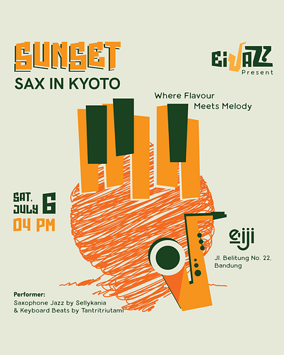 INSTAGRAM FEED DESIGN IDEA MUSIC JAZZ FOR EVENT AT EIJI COFFEE branding design feed flyer graphic design ideas instagram jazz logo music poster sunset