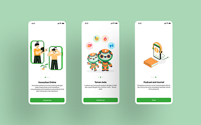 "Jeda" MOBILE BASED MENTAL HEALTH APLICATION-On Boarding Screen app design graphic design green health health care health lifestyle mental health mobile mobile app on boarding ui ui ux ux