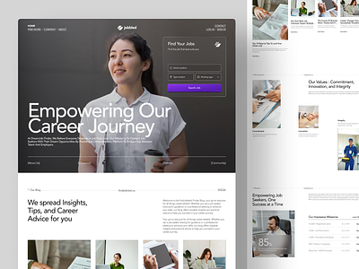 Job Seeker Platform Landing Page clean design company profile hiring homepage job seeker landing page minimalist minimalist web promotion purple uiux web design