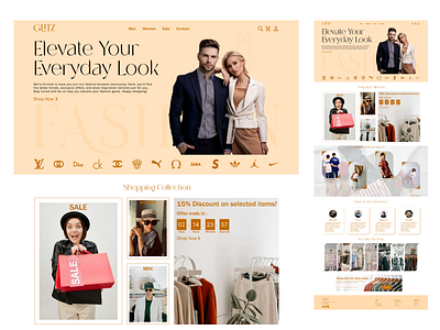 "Glitz" Fashion Website brading clothing clothing brand design fashion fashion web site figma logo shopping ui ui ux web design web ui wireframe