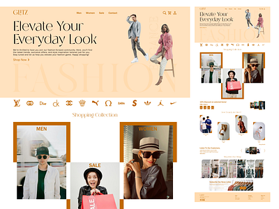 "Glitz" Fashion Website brading clothing design dribble shot fashion figma logo ui ui ux web design web ui wireframe