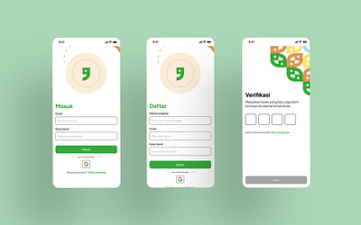 "Jeda" Login - Register - Verification app design graphic design green health health care health lifestyle login mobile register ui ux verifiication