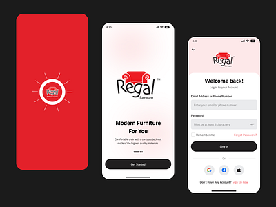 Sing in Page Redesign-Regal Furniture Mobile App app design design figma login page mobile app mobile app redesign onboarding redesign redesign mobile app regal furniture sign in page sign up page splash screen ui design uiux design website design