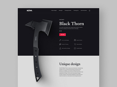 KOVA Webdesign axe black black thorn blades camping edc hatchet hero kova layout outdoor survival tactical ui unique design web design